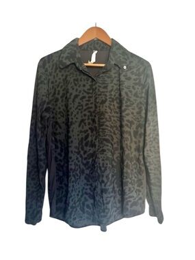 Lululemon Day Trip Blouse Animals Swirl Deep Coal Black Size 10